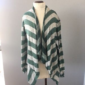 Willow & Clay draped-front striped sweater